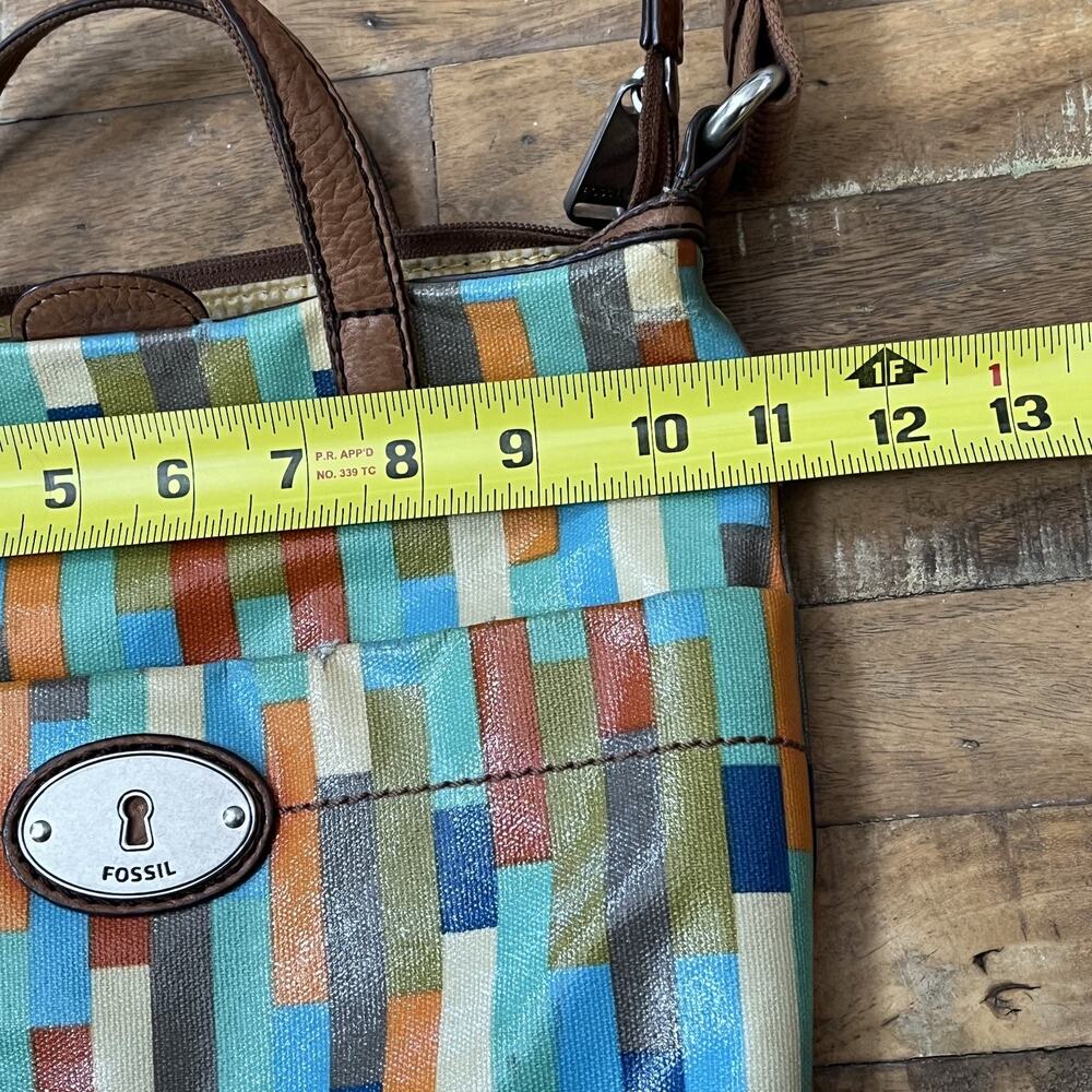 Fossil Key-Per HandBag Crossbody 10.5 in Tall Multi-Colored Geometric Colorblock - Picture 12 of 16